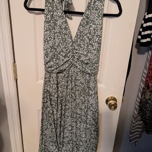 Amazon Sage Green One-Shoulder Floral Midi Dress